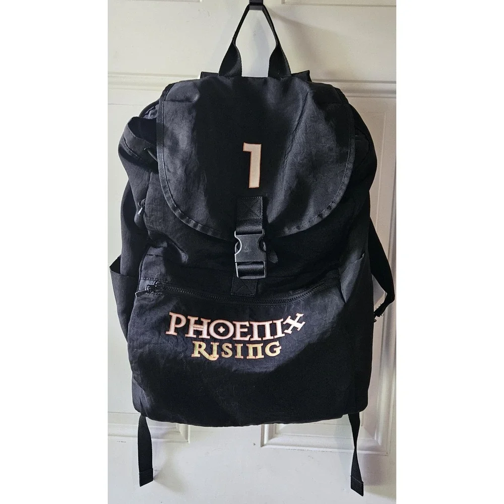 Phoenix Rising Black Drawstring Backpack Book Bag Laptop School Travel Gaming...